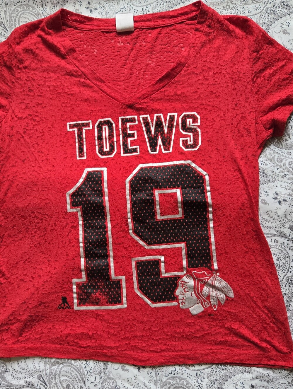 Knights Apparel Red Toews 19 Short Sleeve V-Neck Tee